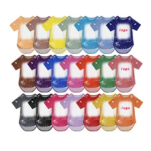 Wholesale Custom logo Newborn Wear Cotton Feel blank Baby Clothes colourful 100% polyester Faux Bleach Sublimation Baby Onesie