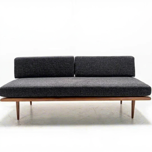 Sofá Cama de Dos Plazas de Estilo Moderno con Respaldo Dividido, Tapicería de Tela, Patas de Madera, Diseño sin Brazos para Sala de Estar - Product Image 1