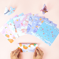 Kertas Origami Persegi Dua Sisi 15cm Grosir BIG ROLE, Motif Kartun Anak Kucing Lucu, Tidak Lengket, untuk Kerajinan DIY Anak-Anak