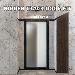 Kit per Porta Scorrevole Moderna con Apertura Laterale, Binario Nascosto in Alluminio e Vetro, Ferramenta per Porta Fantasma, Superficie Rifinita - Product Image 2