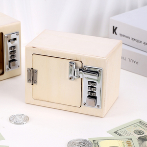 Boîte d'économie d'argent en bois <span class=keywords><strong>de</strong></span> haute qualité avec conception carrée blanche Euro Dollar Pound Coin Bank Mot <span class=keywords><strong>de</strong></span> passe Verrouillage Cible Numéros <span class=keywords><strong>Vérifier</strong></span> - Product Image 2