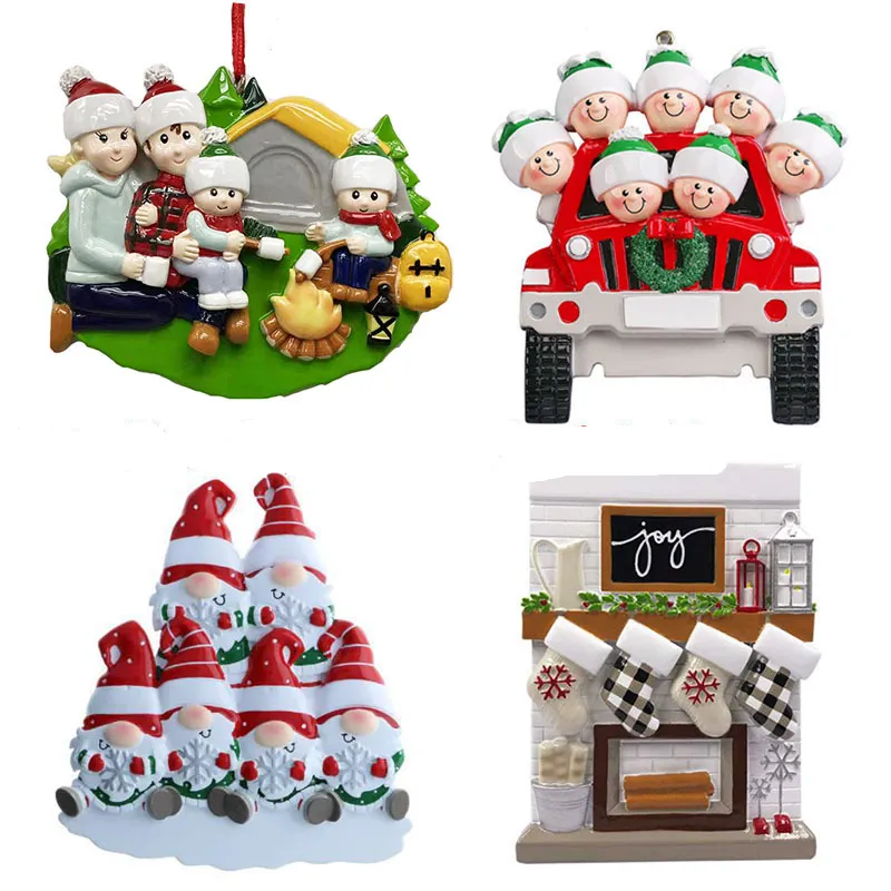 Xmas Tree Decorations Resin Santa Pendant DIY Hanging Pendants Family Members Gifts Christmas Ornaments