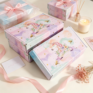 Caja de Envío Personalizada de Fábrica con Estampado de Unicornio, Cartón de Papel con Degradado Rosa y Azul para Joyería, Cosméticos, Ropa y Regalos - Product Image 4