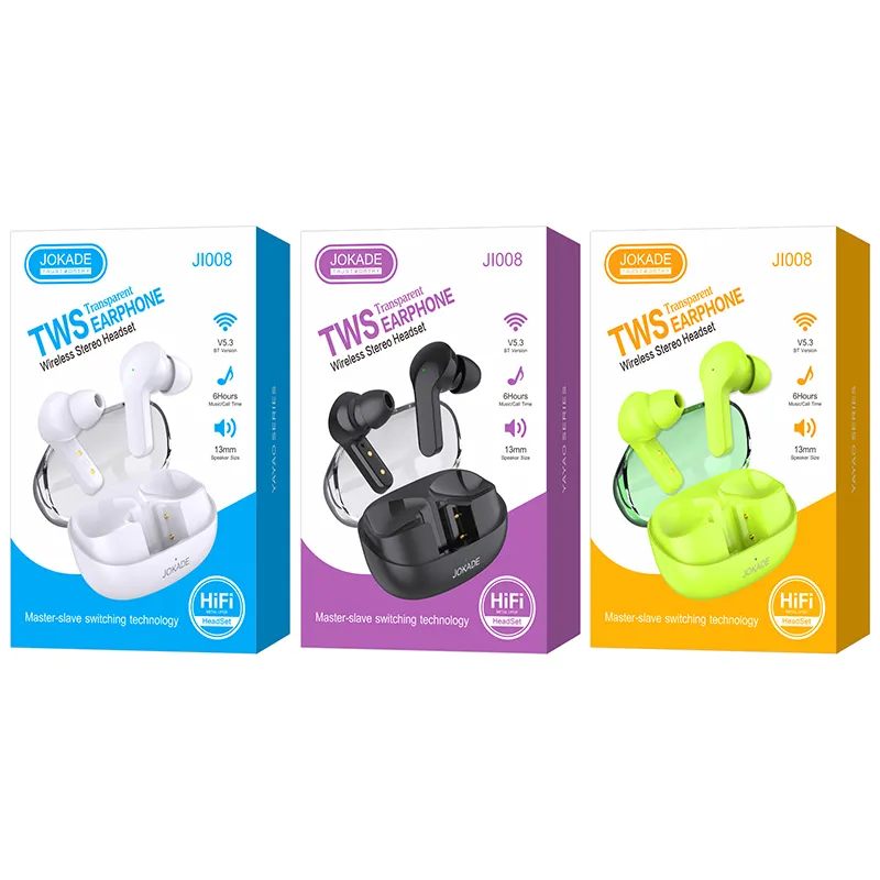 KAKUSIGA & JOKADE 다채로운 TWS 스테레오 헤드폰 귀에 무선 BT 5.3 이어폰 지능형 터치 헤드셋