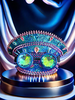 Chapeau Steampunk à Paillettes et Clous avec Lunettes de Protection et Strass pour Festival Burning Man, Vente en Gros, MOQ 3
