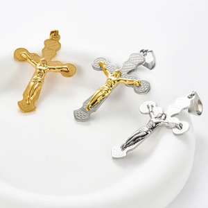 Colgante de cruz de Jesús para hombre y mujer, de acero inoxidable, único, en color plata y oro, amuletos religiosos de oración, cadena, joyería, regalos. - Product Image 4