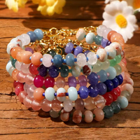 Gelang Batu Pelangi Bohemian Trendi Grosir 2026, Manik-manik Resin Akrilik Lucite, Lapisan Emas Antik, Dapat Disesuaikan, untuk Pernikahan Wanita