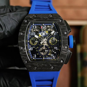 Mens Luxury Carbon Fiber Blue Rubber Strap <b>Skeleton</b> Tourbillon Business and Casual Water Resistant <b>Automatic</b> Mechanical <b>Watch</b> - Product Image 1