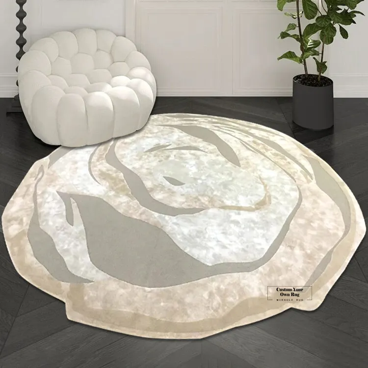 Tapis de porte de forme ronde conception personnalisée sculpté à la main tapis de chemin de laine acrylique fait tapis cercle diamètre découpé tapis tuftés