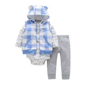 Ensemble 3 pièces en coton à capuche pour enfants (garçons et filles) : veste, barboteuse et pantalon – Vêtements pour bébés et jeunes enfants - Product Image 5