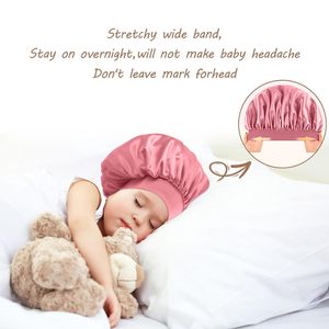 Bonnet en Soie Satinée Personnalisé avec Logo pour Bébé, Bonnets de Nuit Ajustables pour Enfants, Cheveux Bouclés, Filles, Garçons, Nourrissons, Soin Capillaire Polyvalent - Product Image 2
