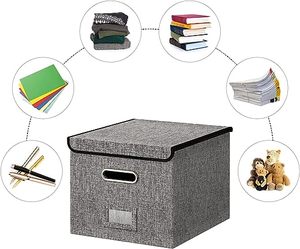 Organizador de Archivos con Tapa, Cajas de Almacenamiento de Archivos Plegables de Lino, Caja de Almacenamiento para Cómics - Product Image 4