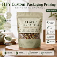 Op maat gemaakte bedrukte bloemen- en fruitthee stand-up pouch zak met ritssluiting, voedselveilige, hersluitbare verpakking, aluminiumfolie, vochtbestendig