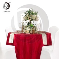 Nappe ronde en polyester rouge unie pour hôtel, restaurant, mariage, banquet, événements