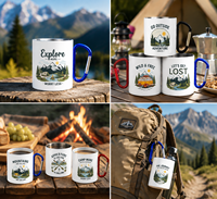 Tasses de voyage personnalisées en acier inoxydable pour l'extérieur, à double paroi, par sublimation, souvenir, 10 OZ, avec mousqueton