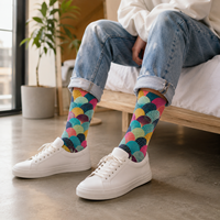 Chaussettes longues de sport personnalisées OEM, sans couture, respirantes, à séchage rapide, absorbant la transpiration, résistantes aux déchirures, imprimées, pour l'automne