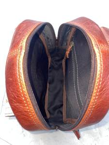 Handmade Genuine Leather & Cowhide Hair-on Mini <b>Backpack</b> with Hand-Tooled Floral Flap - Product Image 4