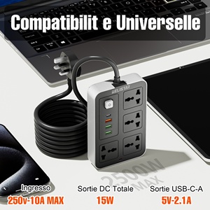Logo personnalisé Vente en gros <span class=keywords><strong>Prise</strong></span> électrique universelle multi-rallonge Câble USB-C Bandes <span class=keywords><strong>de</strong></span> cordon électrique 4 prises 2 broches Multiprise - Product Image 2