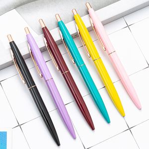 <b>Cheap</b> Bulk Multi-Color Button Press Metal Ballpoint Pen With Printed Custom Personal Logo for School Student Office Supplies - Product Image 1