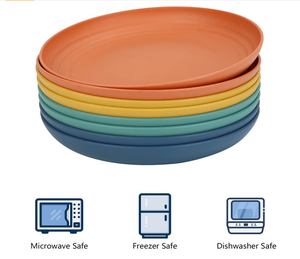 Deep Dinner Plates Set of 8 Microwave and Dishwasher Safe Wheat Straw Plates for Kitchen Unbreakable Kids Plates