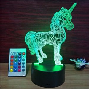 Lampada Notturna 3D a Illusione Ottica Unicorno da <span class=keywords><strong>Sogno</strong></span> per Bambini, 16 Colori Cangianti con Telecomando, Decorazione per Camera, Regalo per Bambini - Product Image 4