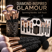 Ensemble de pinceaux de maquillage Glitz Bling Rhinestone, style professionnel, vente en gros, luxe, diamant, 13 pièces