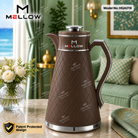 Carafe à café isotherme raffinée OEM 1,0 L, gris moyen, motif treillis cintré, en PP avec intérieur en verre, anse et anneau dorés, pour restaurant