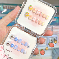 12 faux ongles roses miniatures 3D mignons pour enfants, design intégral, à presser, en ABS, pour petites filles