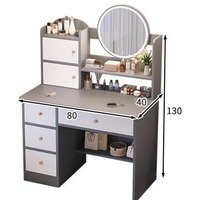 Coiffeuse moderne minimaliste avec panneau, meuble de rangement intégré, compacte, économique et multifonctionnelle pour chambre à coucher