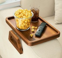 Faltbares Holz-Bambus-Sofatablett mit Clip-Design für Wohnzimmer Snacks Getränke Laptop & Fernbedienungshalter