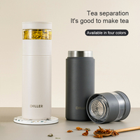 Bouteilles d'eau isothermes minimalistes en acier inoxydable avec infuseur à thé transparent – Vente en gros