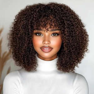 Perruques Courtes Bouclées Pixie en Gros, Sans Colle, Vente Directe Usine, Cheveux Brésiliens Bruts, Perruques Bob en Cheveux Humains Fabriquées à la Machine pour Femmes - Product Image 2