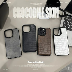 <span class=keywords><strong>Coque</strong></span> de téléphone en cuir à motif rétro <span class=keywords><strong>Crocodile</strong></span> pour <span class=keywords><strong>iPhone</strong></span> 15 14 13 12 <span class=keywords><strong>11</strong></span> Pro Max Couverture arrière souple antichoc de luxe - Product Image 2