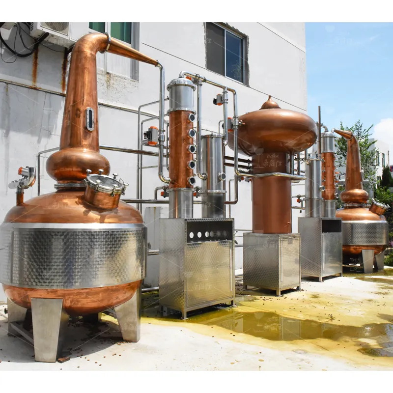 Equipamento automático de destilação de álcool whisky gin brandy, potes duplos de 50L a 5000L