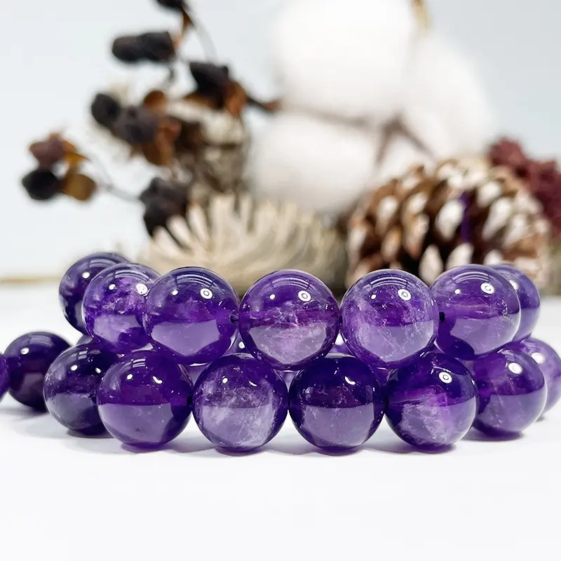 Wholesale Natural Gemstone Amethyst Loose Beads For Jewelry Making DIY Handmade Crafts 4mm 6mm 8mm 10mm 12mm 14mm