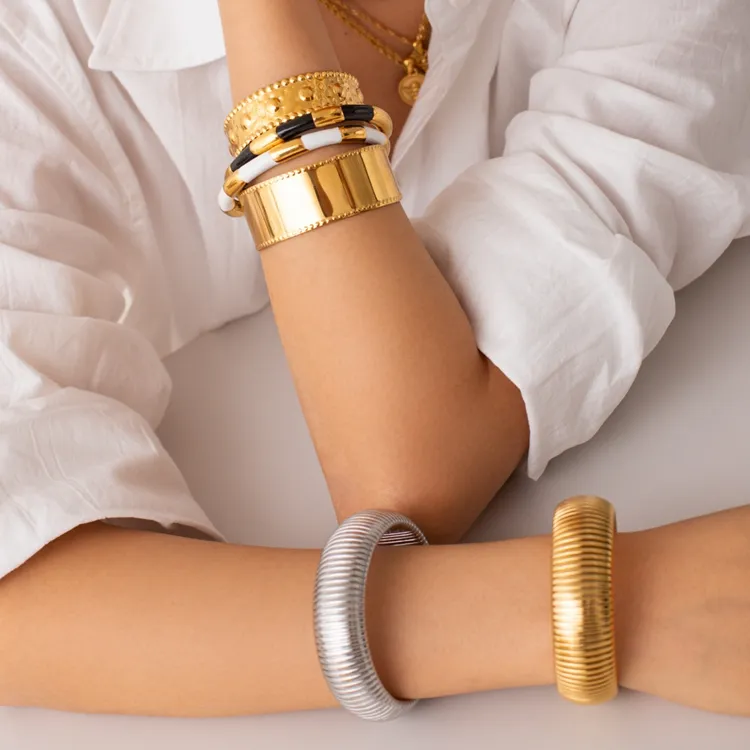 Титановые модные ювелирные изделия 18k позолоченные браслеты из нержавеющей стали массивные женские браслеты в индийском стиле