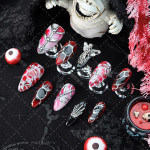 Bonne qualité ongles longs amande miroir ongles nus conseils dessiner esprit noir chauve-souris Art <span class=keywords><strong>faux</strong></span> ongles approvisionnement personnalisé presse sur les ongles - Product Image 4