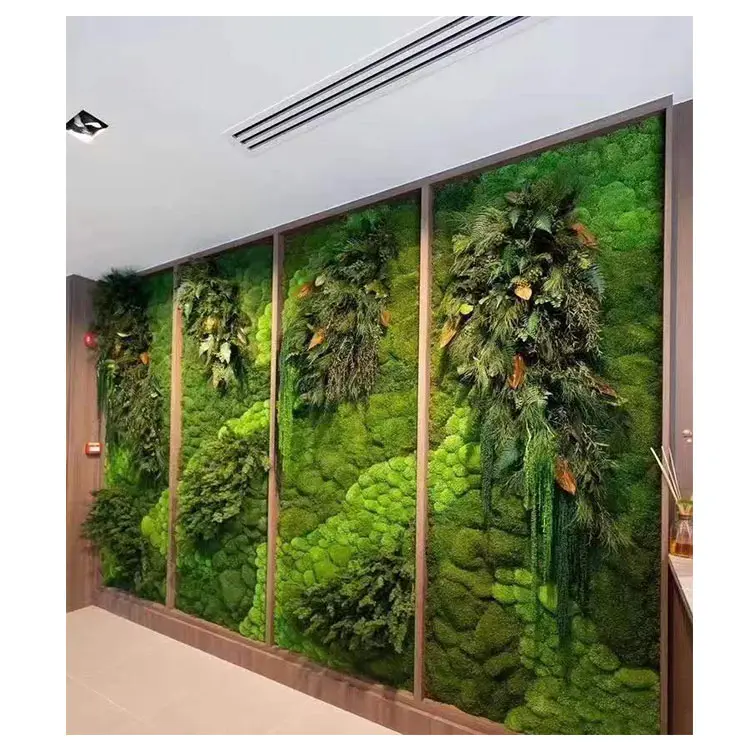 Vertikal taman hijau buatan tanaman dekorasi dinding lumut buatan batu lumut dekoratif Panel dinding lumut hijau