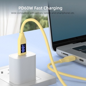 สายซิลิโคน PD60W อ่อน USB C ตัวผู้ไปยัง USB C ตัวผู้20V3A LED สายข้อมูลสำหรับจอแสดงผลดิจิตอลสำหรับ <span class=keywords><strong>iPhone</strong></span> 17 16 15pro สูงสุด - Product Image 6