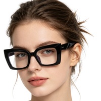 QSKY TR7001 Lunettes de lecture anti-lumière bleue à monture carrée petite en TR90, monture transparente écaille de tortue en TR90 CP