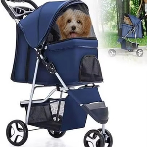Poussette pliable pour animaux de compagnie, chien, chat, 3 roues, chariot de promenade pour chiens et chats de petite et moyenne taille, avec protection imperméable, échantillon gratuit - Product Image 1