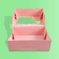 Vente Chaude Boîte en Papier Rose avec Fenêtre à Design Personnalisé pour Donuts, Boulangerie, Gâteaux, Tartes, Biscuits, Desserts à Emporter – Emballage