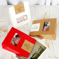 Emballage cadeau refermable transparent pour snacks, avec fenêtre, estampage à chaud, pour nougat, fruits, flocons de neige croustillants, date, lait, à conserver au frais