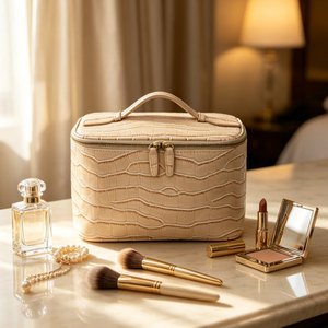 High Gloss Crocodile Pattern Beauty Storage <b>Case</b> Portable Hand Carry Cosmetic Bag Waterproof Travel <b>Makeup</b> Bag For Outdoor - Product Image 5