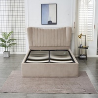 Tête de lit capitonnée réglable avec vérin à gaz et rangement, design européen luxueux, pour lits King et Queen, mobilier de chambre à coucher confortable