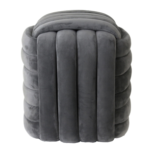 Pouf imbottito grigio, sgabello da camera, poggiapiedi, seduta confortevole - Product Image 1