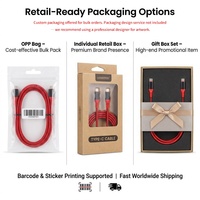 Cables de Datos USB C de 240W PD3.1 con Trenzado de Nailon de 5 Metros, Ángulo Recto, Longitud Personalizada, Cableado Interno para Equipos, Certificación E-Marker y CE
