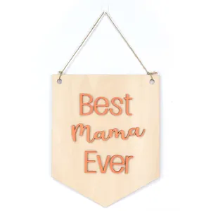 母の日のギフトのための3D木製の最高のママママのためのパネルボードウッドサイン