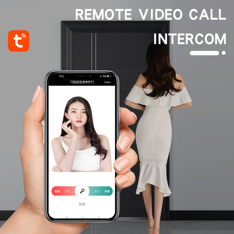 Factory Wholesale Tuya Smart Door Handle Lock Electric Keyless Fingerprint Access Memory Card for Wood Steel WiFi Connectivity · image 6