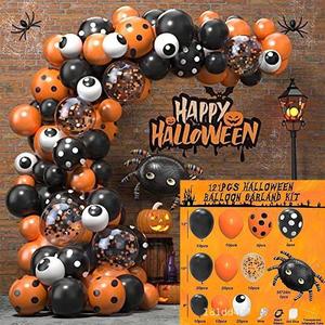 Set di Palloncini in Lattice Arancioni <span class=keywords><strong>per</strong></span> Halloween, Decorazione ad Arco con Occhi Neri <span class=keywords><strong>per</strong></span> Feste a Tema Horror, <span class=keywords><strong>per</strong></span> Tutte le Età - Product Image 4